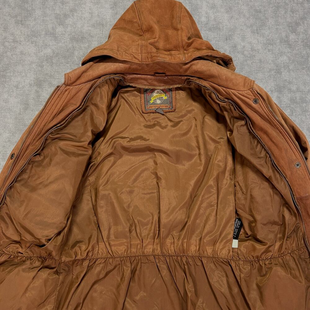 VTG Wilsons Adventure Bound brown leather parka outdoors safari womens XS - Picture 4 of 13